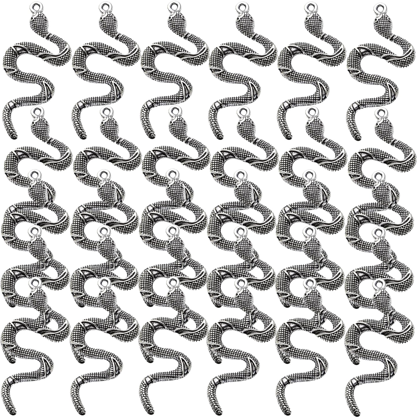 30pcs 5 Colors Snake Charms Pendants Alloy Mixed Styles Snake Serpent Charms Craft Supplies for Halloween DIY Bracelets Necklaces Earrings Jewelry Making