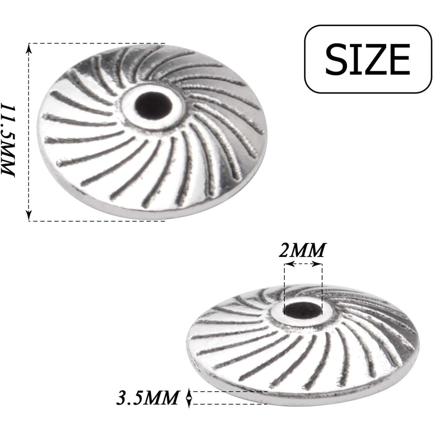 50pcs Antique Silver Gear Spacer Bead Alloy Tibetan European Spacers Round Beads Jewelry Bead Charms with A Box for DIY Bracelets Jewelry Making,11.5×3.5×2mm