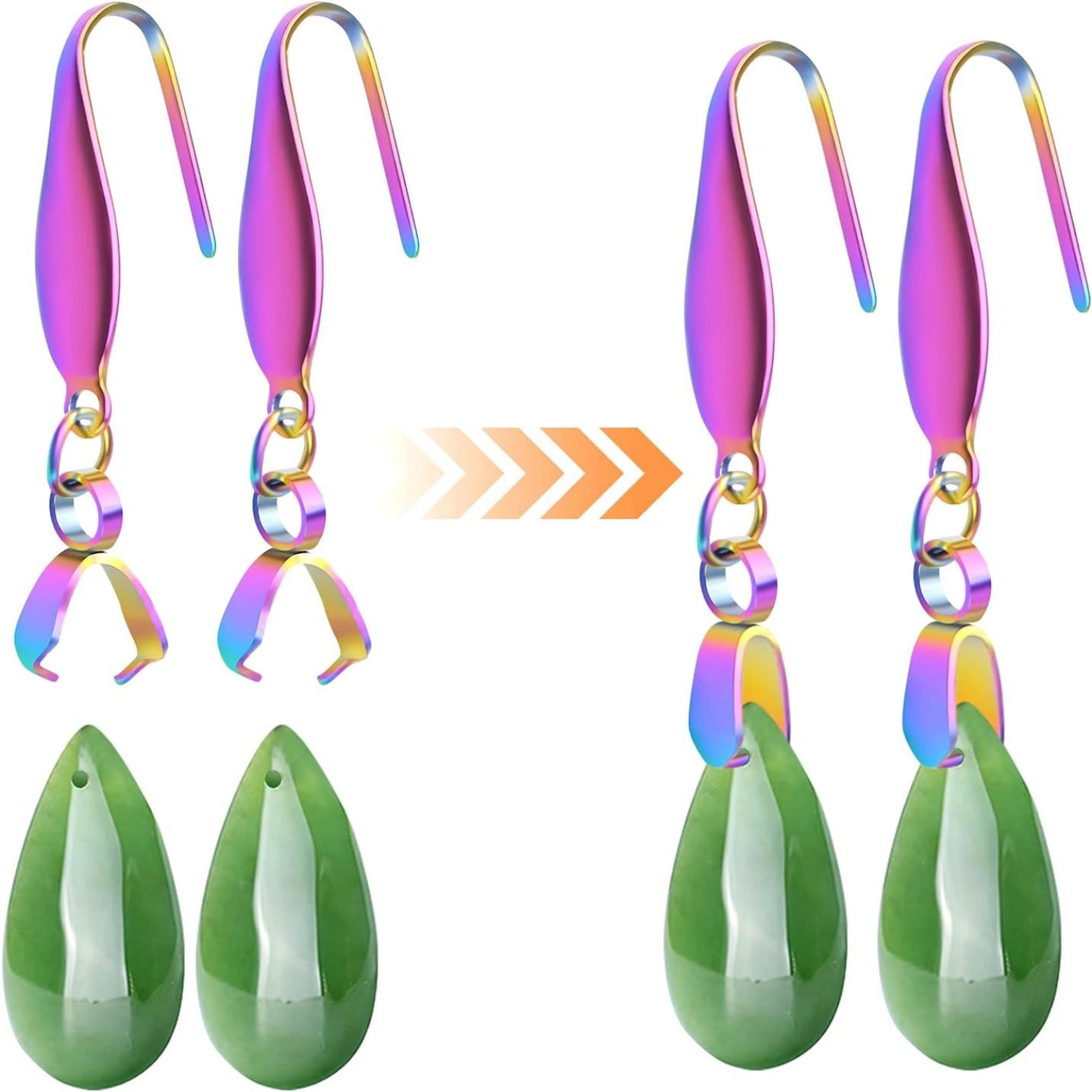 30pcs Stainless Steel Earring Hooks Rainbow Color Pendant Clasp Earring Hooks Ear Wire Buckle Dangle Earrings for DIY Jewelry Making Birthday Wedding Anniversary Favor Gifts