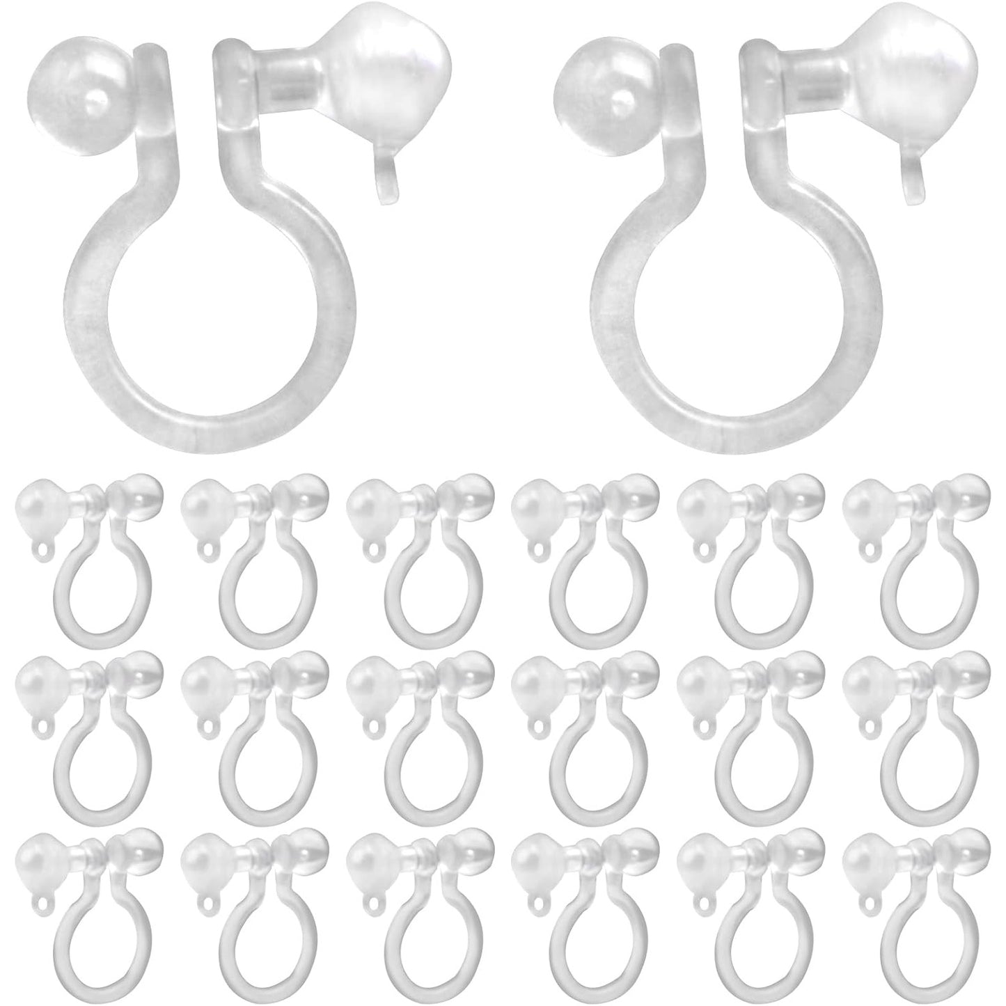 20pcs Transparent Plastic Clip-on Earring Converters Invisible U Type Earring Clips Painless Allergy-Free Resin Earring Components Findings for Non Pierced Ears