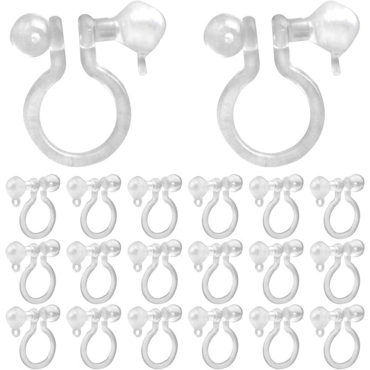 20pcs Transparent Plastic Clip-on Earring Converters Invisible U Type Earring Clips Painless Allergy-Free Resin Earring Components Findings for Non Pierced Ears