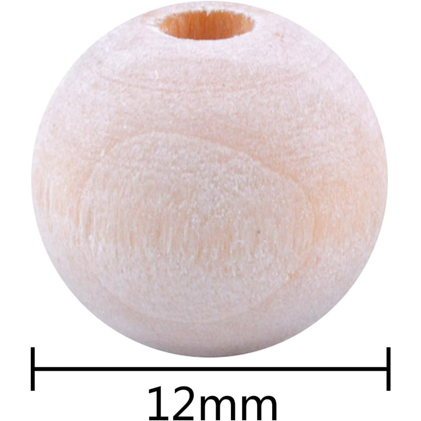 BronaGrand 200pcs 12mm Natural Color Round Ball Wood Spacer Beads Jewelry Findings Charms