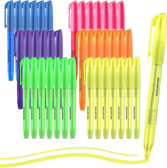 HENDEVL  Highlighter - 36 pack color highlighter, color transparent visible fluorescent pen shell, wide chisel point mark, fluorescent pen, school, office