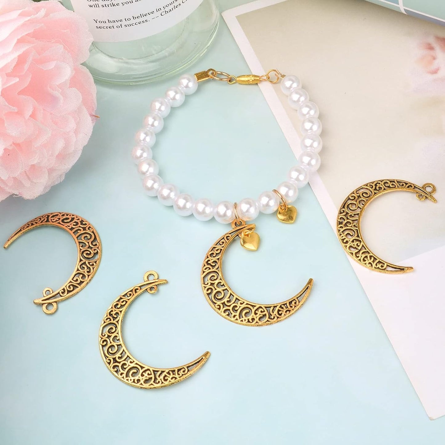40pcs Hollow Moon Charms Crescent Moon Pendants Celestial Charms Crafts Supplies for DIY Bracelet Necklace Jewelry Making Accessory