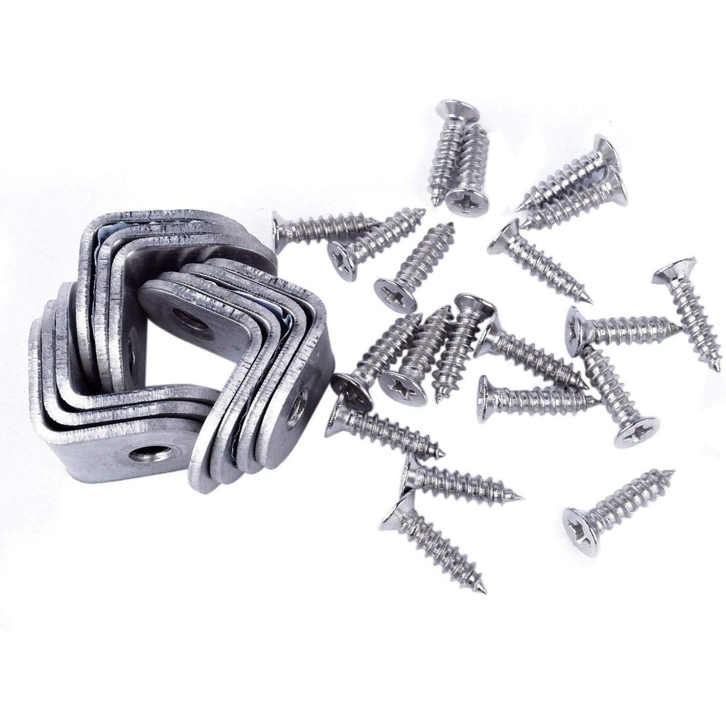 Bronagrand 10pcs 90 Degree Right Angle Brackets Fastener Stainless Steel Corner Braces with Screws (20x20mm)