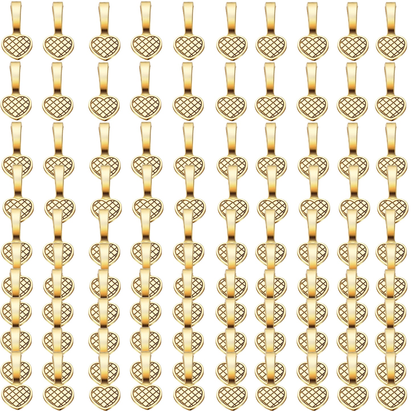 100pcs Alloy Heart Bails Pendants Glue on Heart Shape Bails Jewelry Bails Earring Charms Pendants for DIY Earrings Glass Tiles Jewelry Making Crafting, 19×9×8.5mm