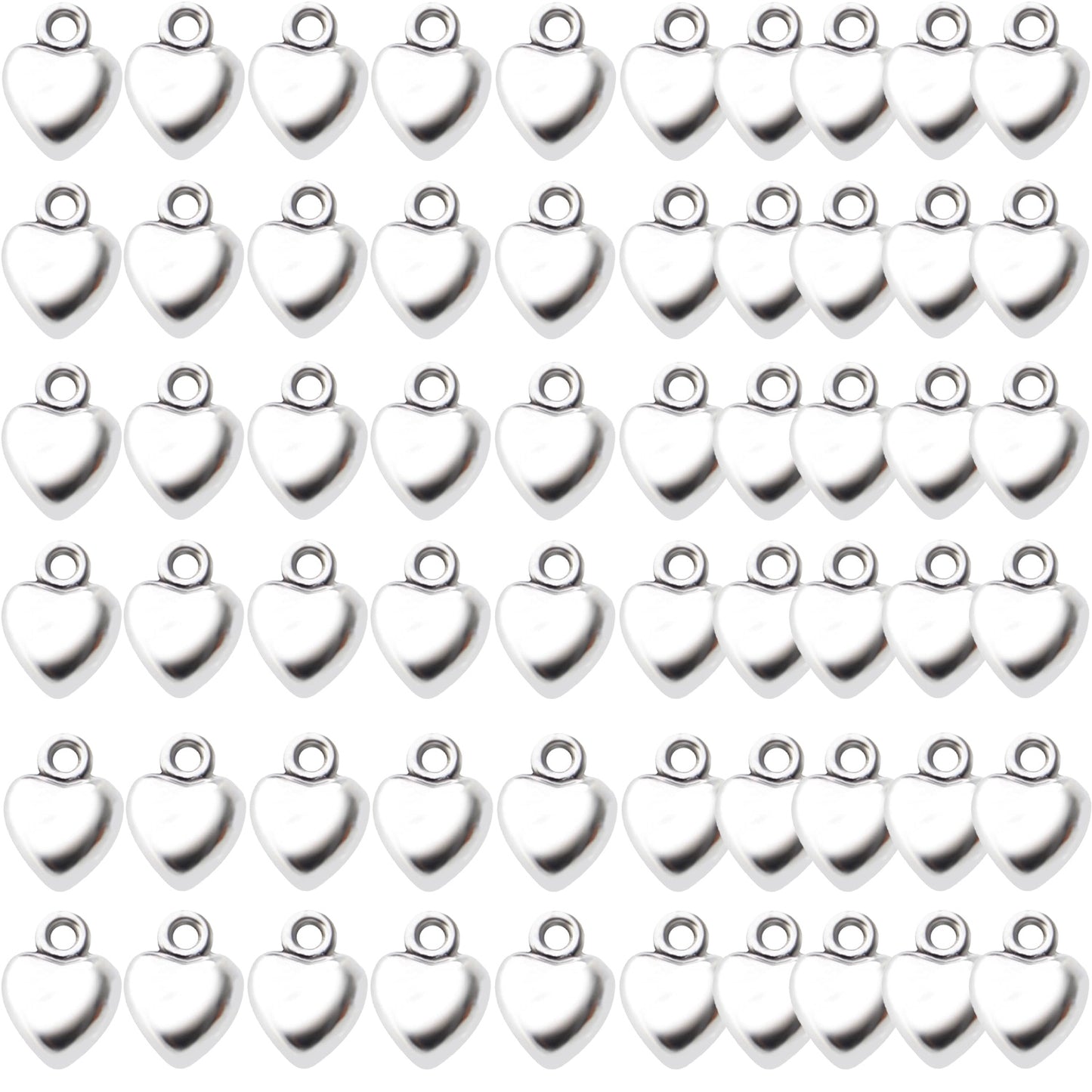 60pcs Heart Love Charm Pendants Alloy European Style Extender Chain Drops Charms for DIY Jewelry Necklace Earrings Making Accessories,4 Colors