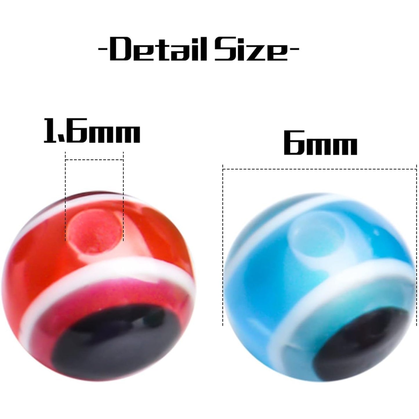 Evil Eye Beads,200pcs Mixed Evil Eye Spacer Beads Round Resin Beads Bulk for Bracelets Necklace Jewelry Making,1.6mm Hole