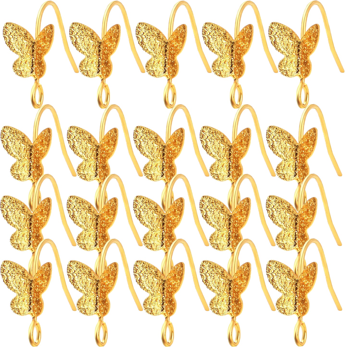 20pcs Butterfly Earring Hooks Brass French Fish Hooks Earrings Ear Wire Connectors Elegant Dangle Earrings for Women DIY Jewelry Making Findings, 18K Gold and Silver