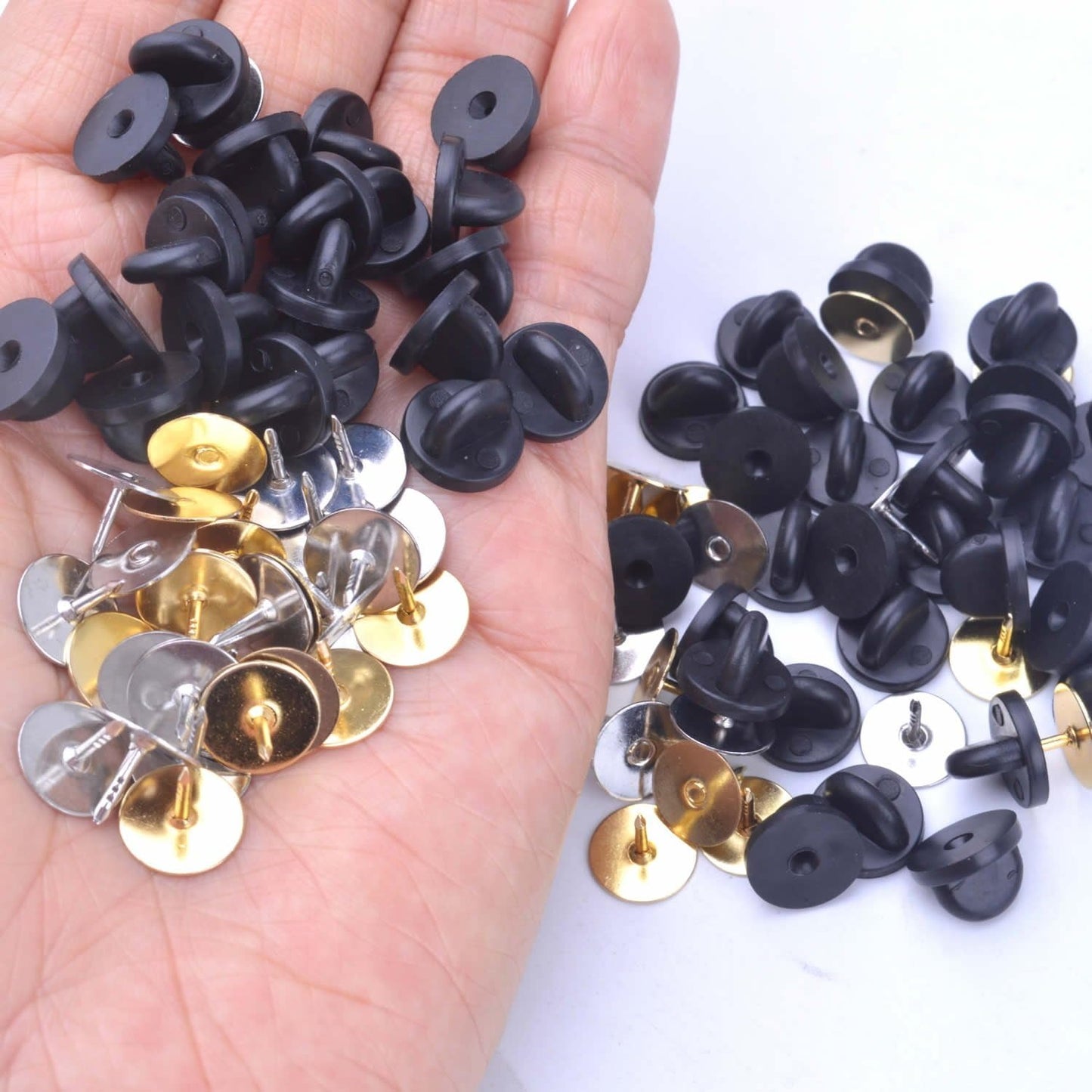 BronaGrand 50 Pieces Copper Tie Tacks Blank Pins with 50 Pieces PVC Rubber Pin Backs
