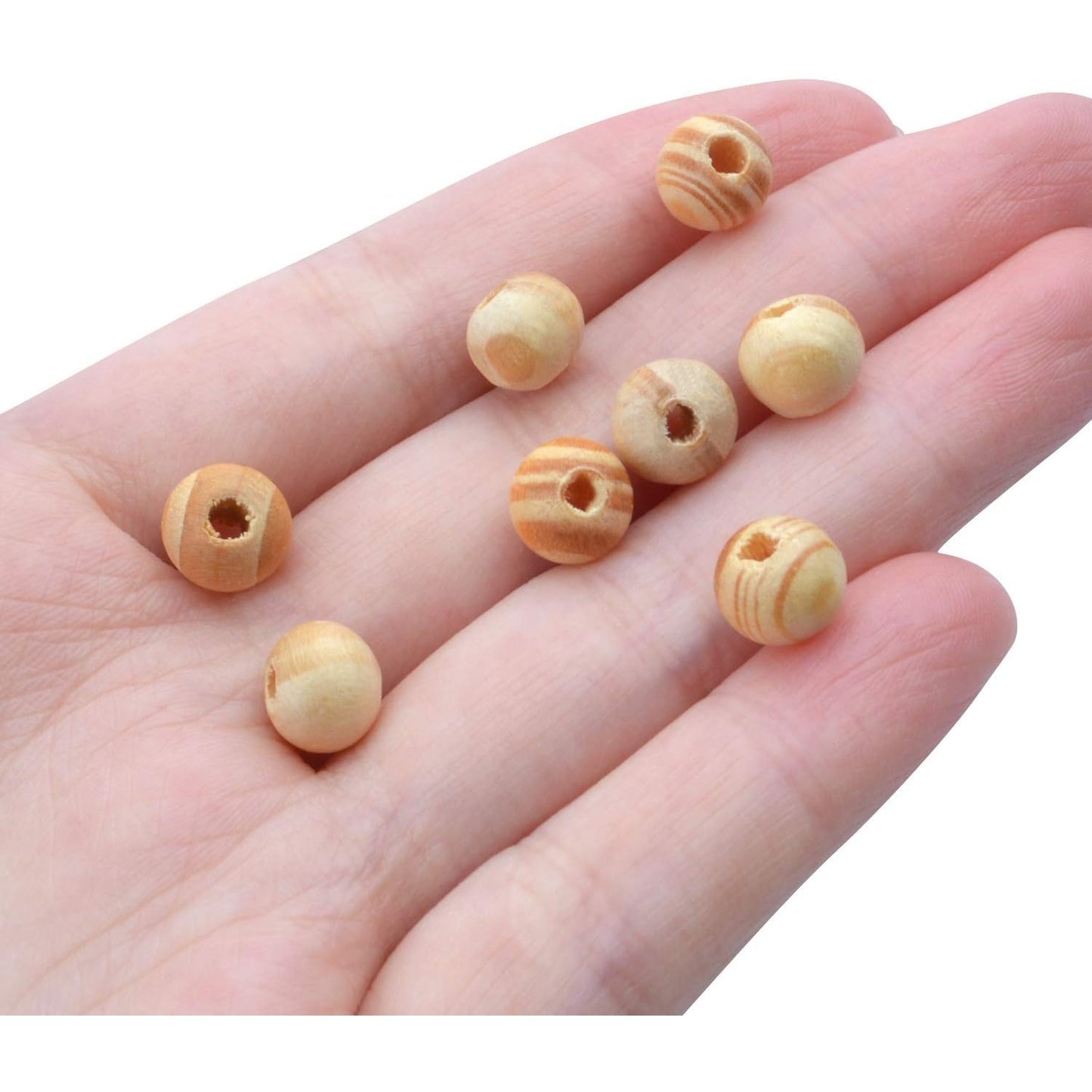 300pcs 8mm Natural Round Wood Beads Unfinished Wooden Beads Loose Wood Spacer Beads for Craft Jewelry Making,3mm Hole