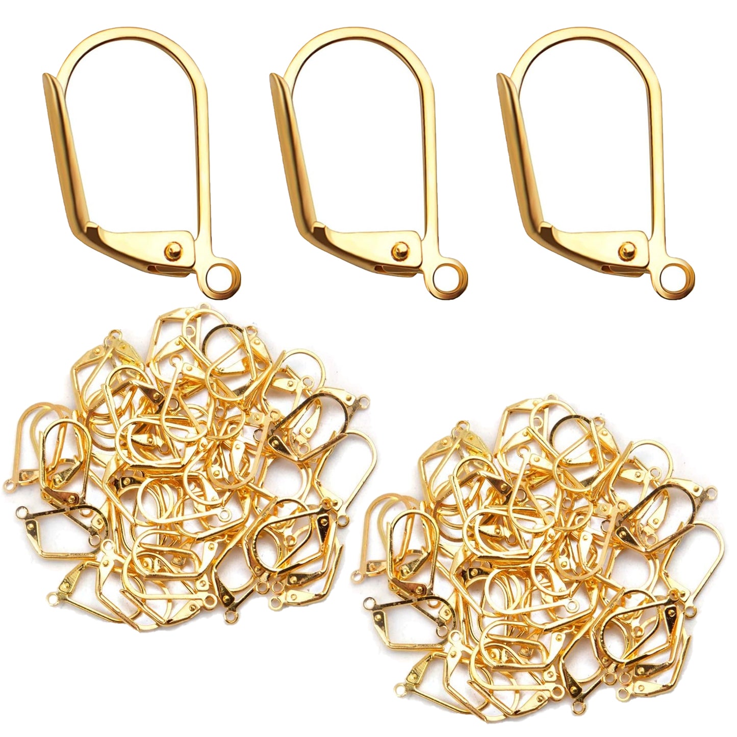 100 Pieces Leverback Earring Hooks French Earwires Replacement Jewellery Making Gold and Silver