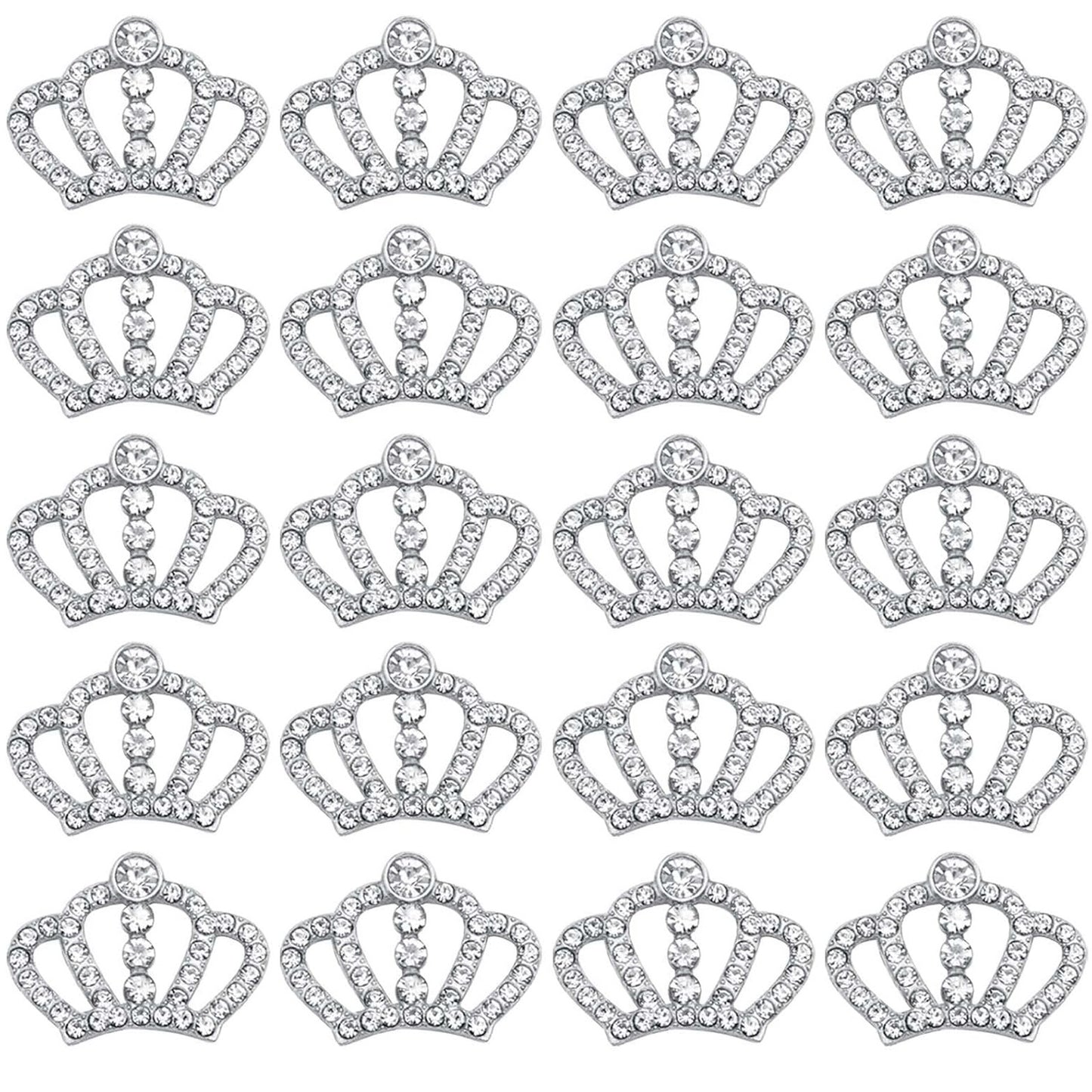 20pcs Rhinestone Crown Charms Alloy Queen Crown Diamond Embellishment Pendants Hair Accessories for DIY Bracelet Jewelry Making Wedding Decoration, Golden and Silver