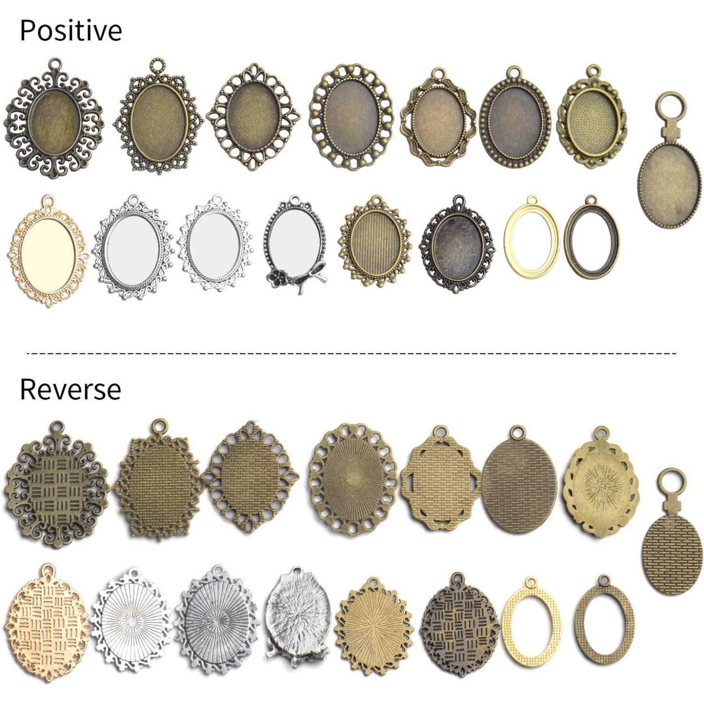 Bezel Trays,100g Oval Pendant Trays Bezels Cabochon Setting Tray Pendant Blanks for DIY Necklace Earring Jewelry Making