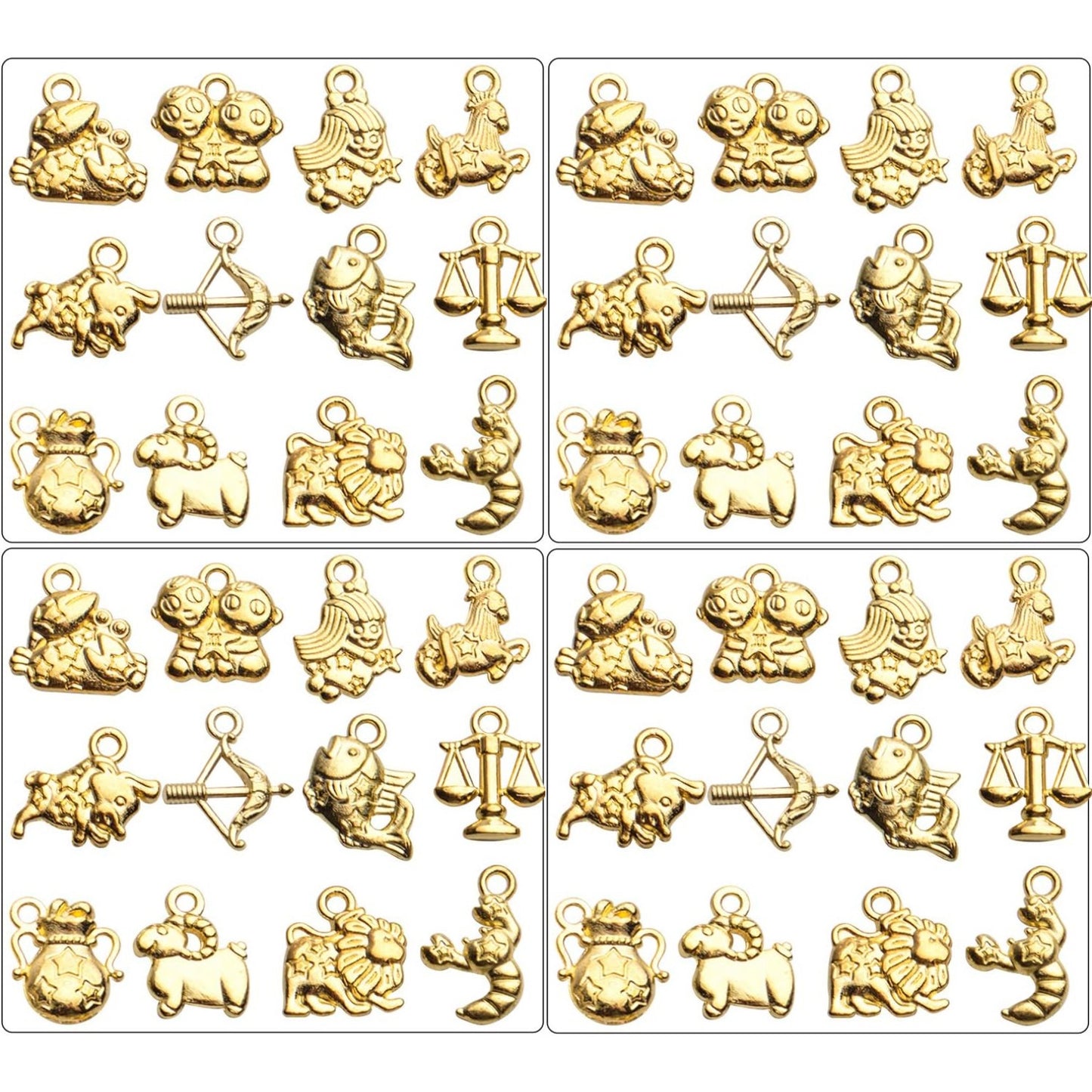 Constellation Charm Pendants,48pcs Constellation Zodiac Charms Zodiac Charms Bulk 12 Constellations Charms for Jewelry Making Necklace Bracelet Crafting,Antique Silver/Antique Golden/Golden/Bronze
