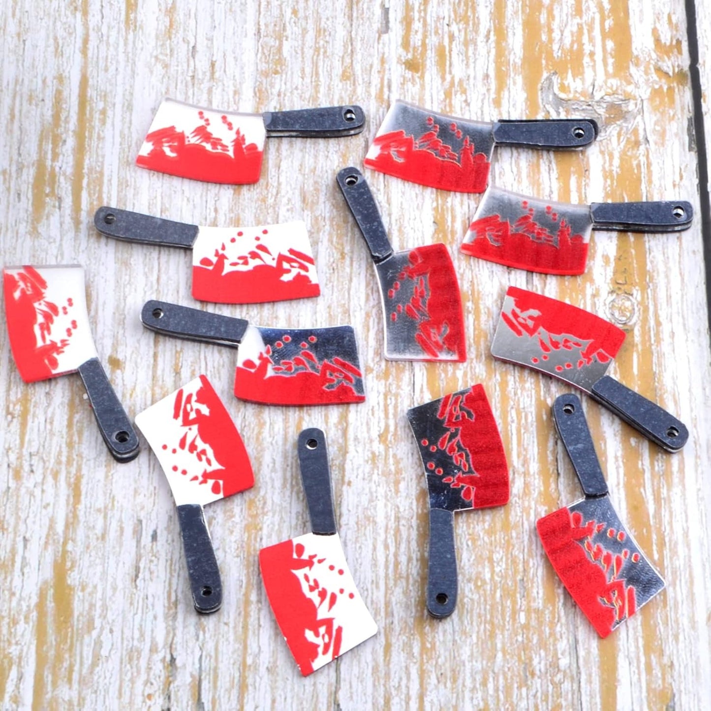 12 Pieces Small Knife Pendant Charms Acrylic Horror Sharp Knife Shape Dangle Pendants Craft Supplies for DIY Earrings Jewelry Making Halloween Party Decor