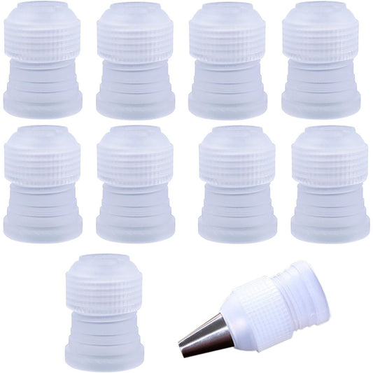 10pcs Plastic Standard Couplers Pipe Tip Coupler Cake Decorating Couplers for Icing Nozzles,White