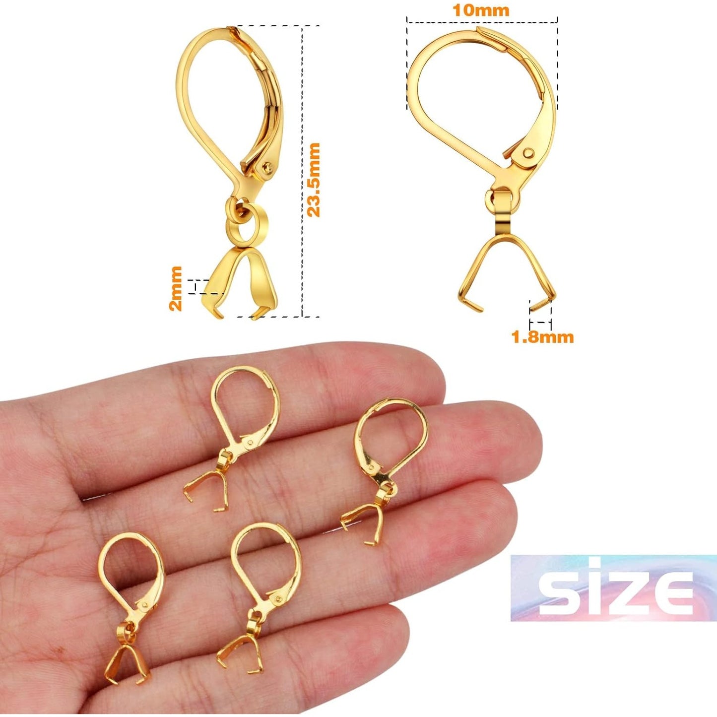 20pcs Stainless Steel French Earring Hooks Leverback Earwires Hypoallergenic Earring Findings with Pendant Clasp for DIY Earrings Jewelry Making