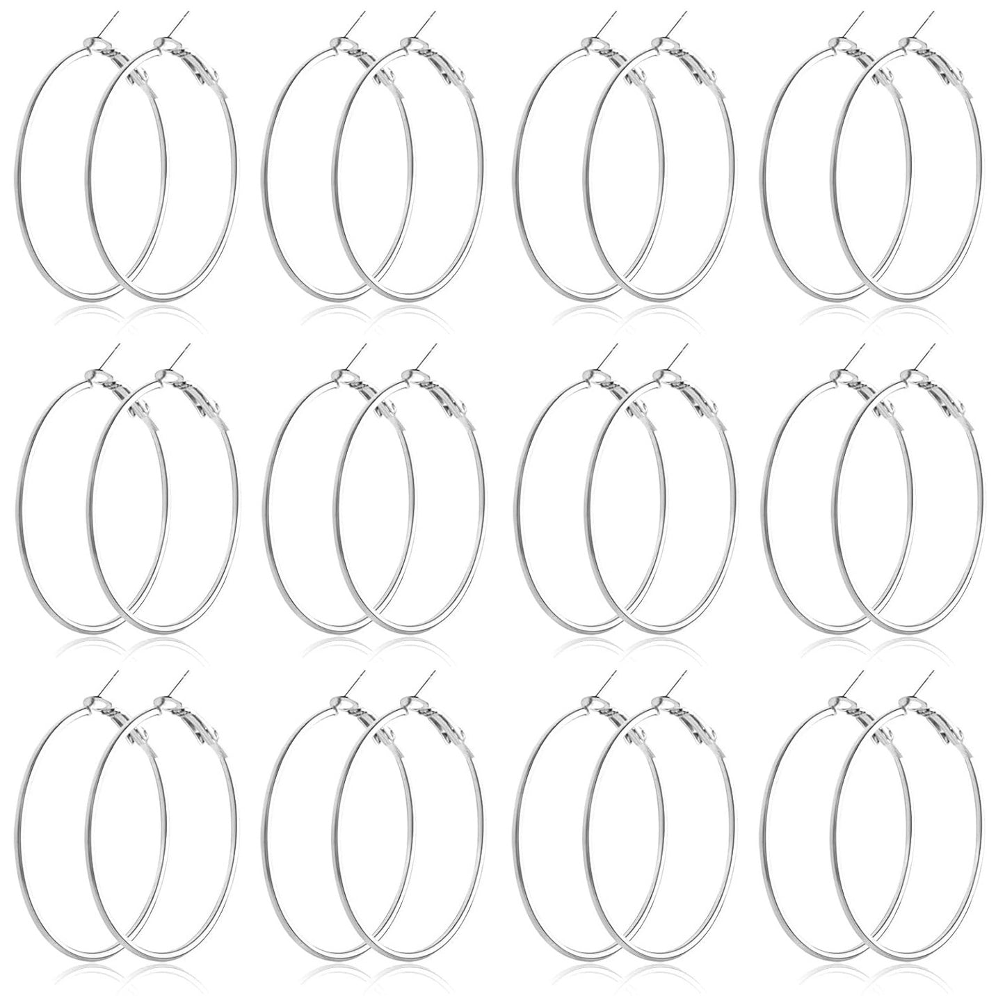 12 Pairs 6 Sizes Earrings Beading Hoop Hypoallergenic Round Circle Open Beading Hoop Earrings for DIY Crafts Jewelry Making Wedding Party Favor Gifts(Golden, Silver)