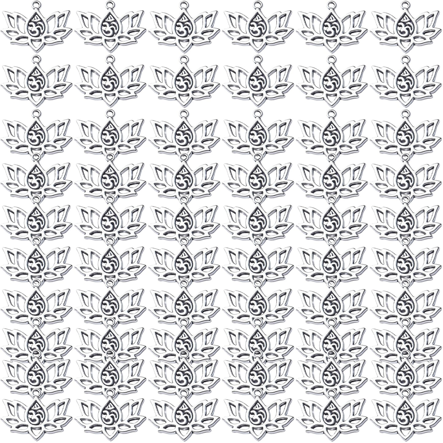 60pcs Lotus Charm Pendants Alloy Lotus Flower Beads Charms Flower Charms Crafts Supplies for DIY Necklace Earrings Jewelry Making Findings Accessory
