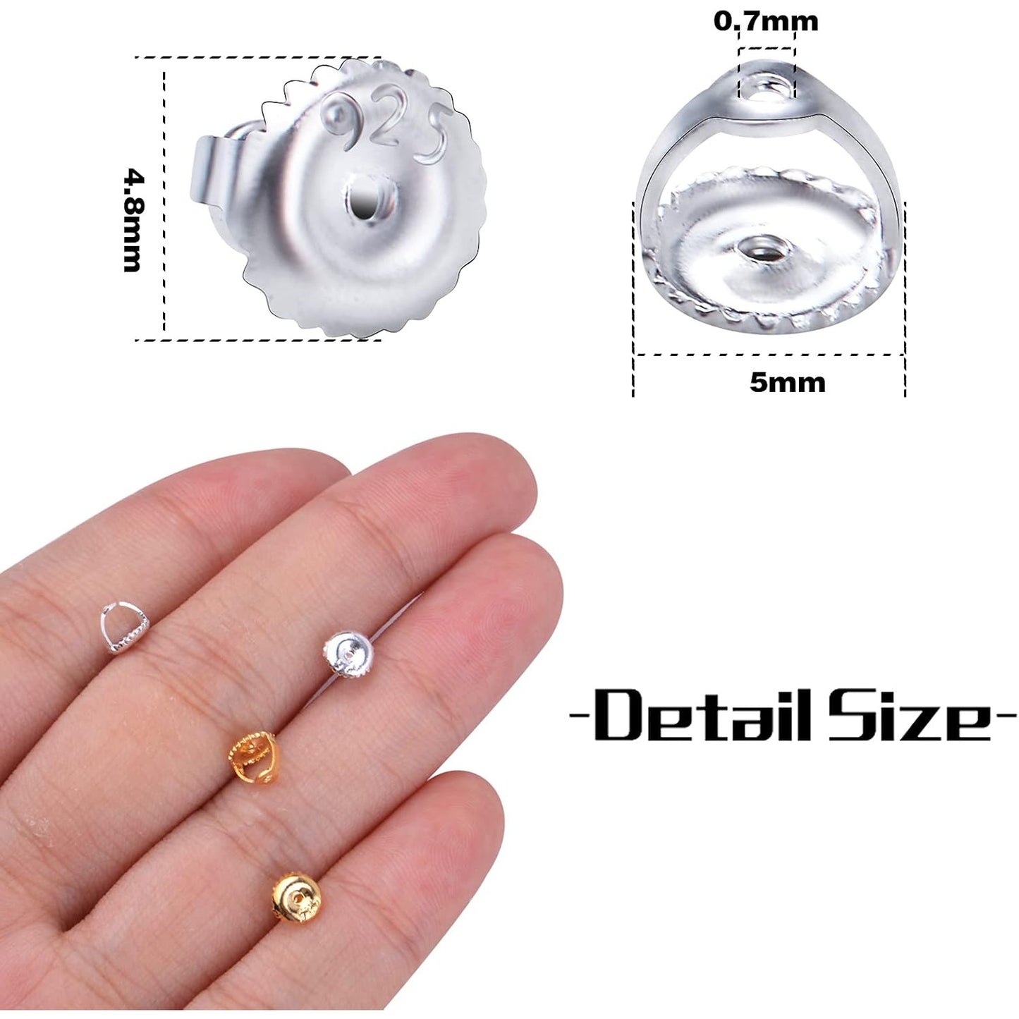 12pcs 18K Golden Plated Round Earring Backs Hypoallergenic Brass Ear Stoppers Clutches Screw Earring Safety Backs Replacements for Stud Earrings Jewelry Making