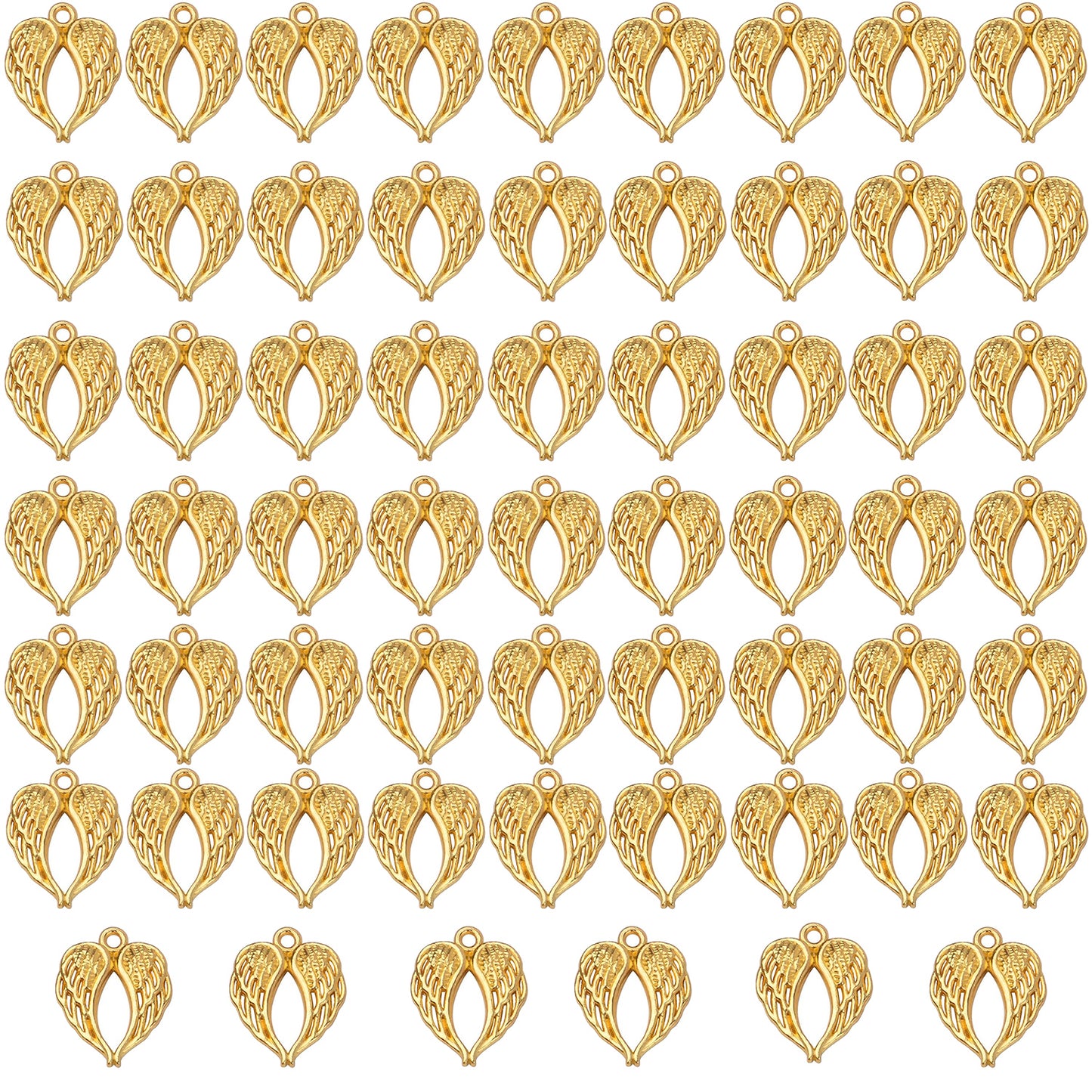 Angel Wings Feathers Charms, 60pcs Alloy Fairy Pendant Craft Supplies Beads Charm for Diy Bracelet Necklace Jewelry Making, 6 Colors
