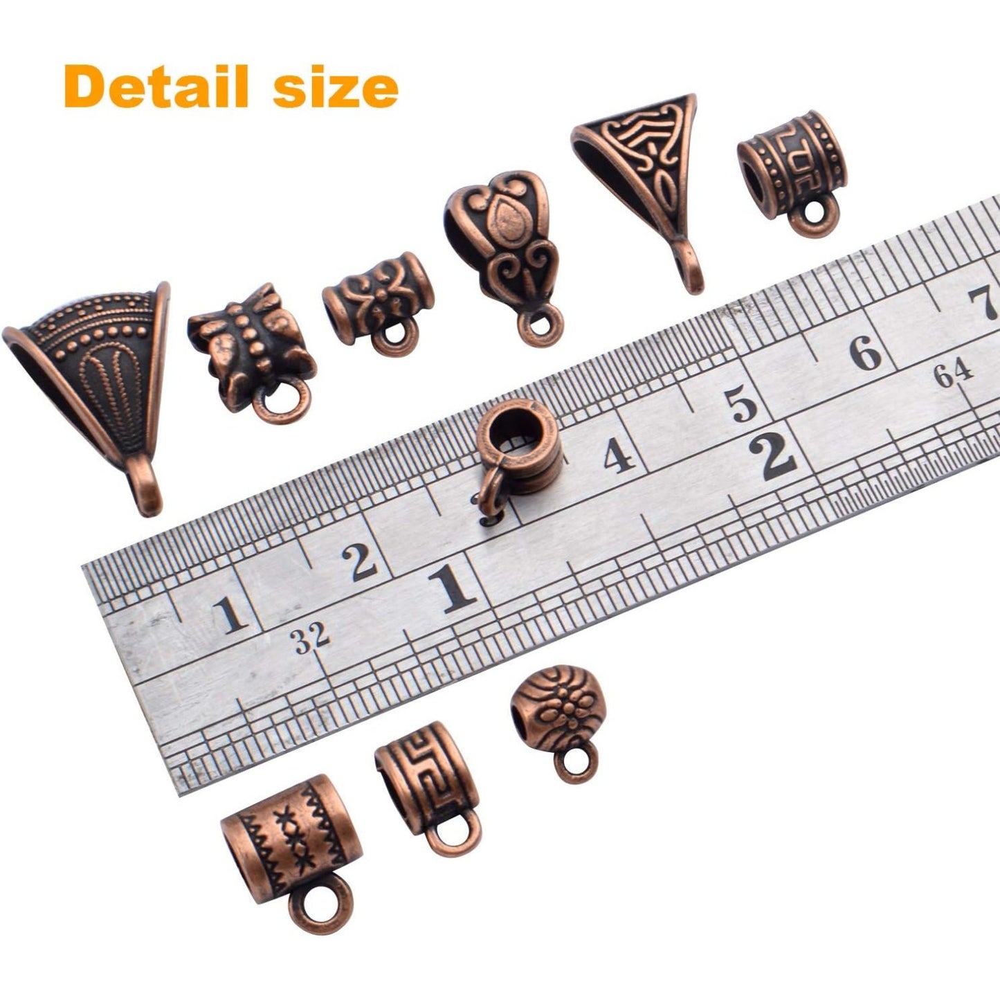 100g (About 120-170pcs) Mixed Antique Copper Bail Beads,Spacer Bead,Bail Tube Beads,Bracelet Charms,Necklace Pendants for Jewelry and Craft Making