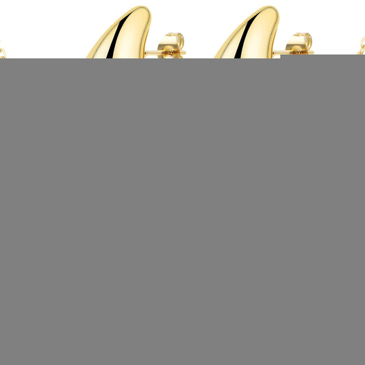 Titanium Steel Drop Shape Pendant Necklace Teardrop Earrings Sets Hypoallergenic 18K Golden Plated Waterdrop Necklace and Earring Studs for Women Gifts