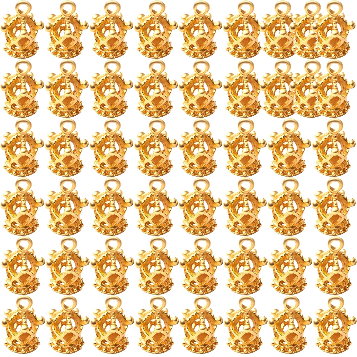 Crown Charms,50pcs King Crown Charm Pendants Alloy Crown Bead Charm Queen Crown Pendants Craft Supplies for Jewelry Making Necklace Bracelet DIY(3D)