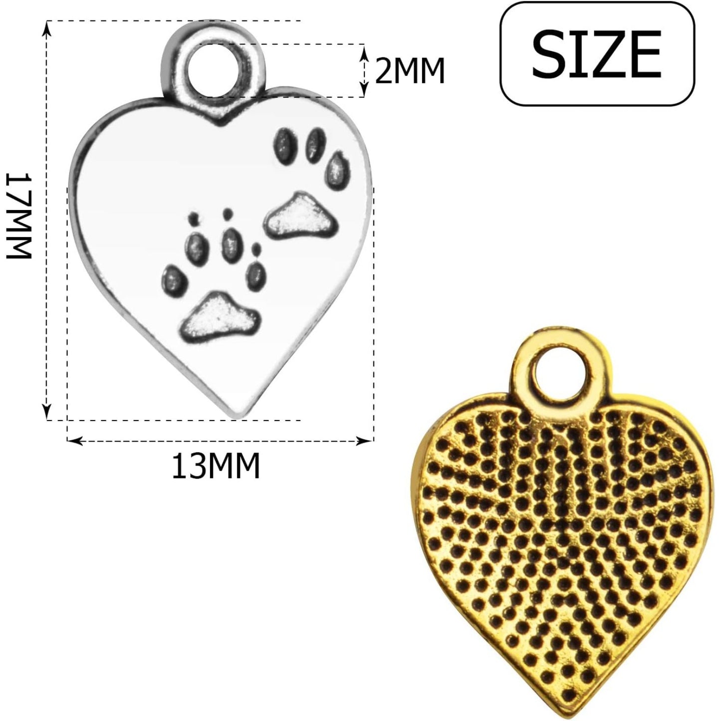 50pcs 17mm Alloy Heart Shape Charm Love Charms Tibetan Dangle Heart Charms Jewelry Charms Pendants for Bracelet Earring Necklace Jewelry Making Accessories