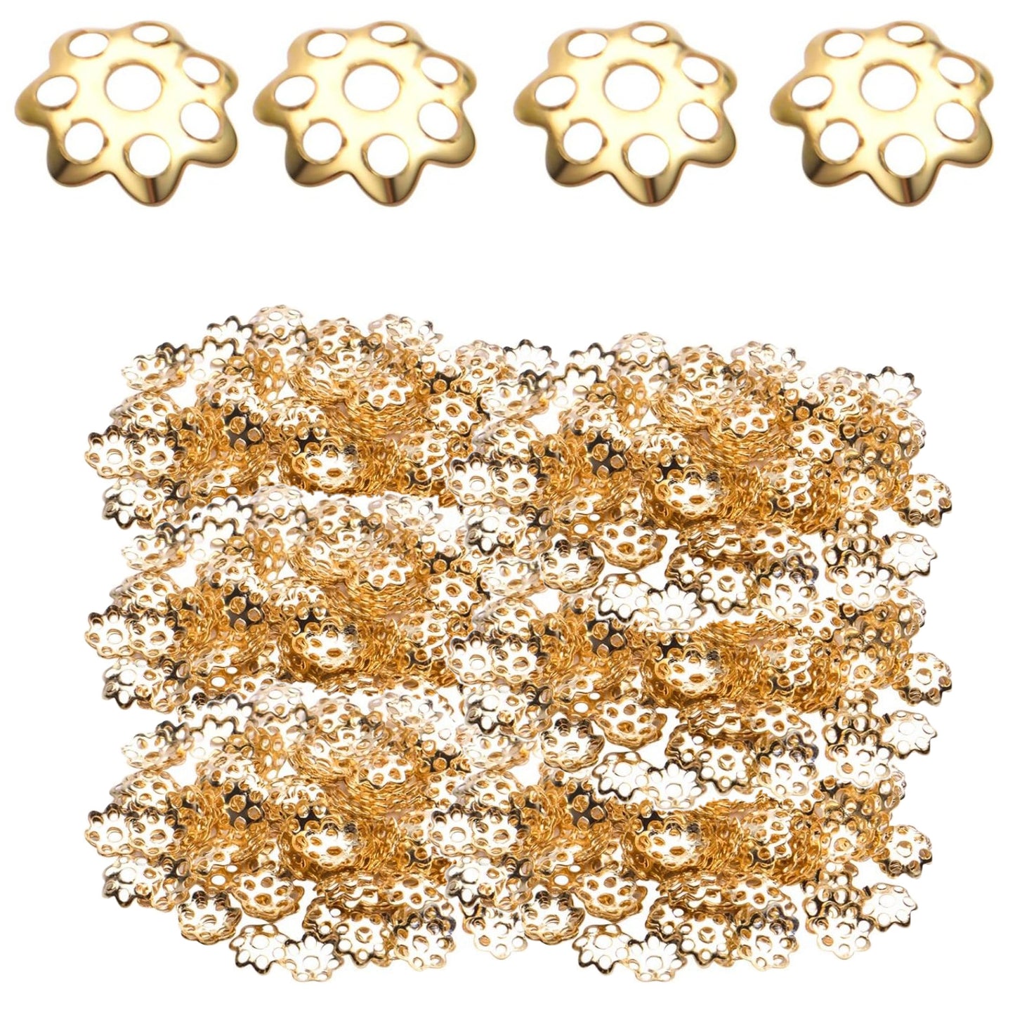 Flower Bead Caps, 800Pcs Filigree Flower Beads Caps Alloy Spacers Beads for DIY Jewelry Making Bracelet Necklace Earrings