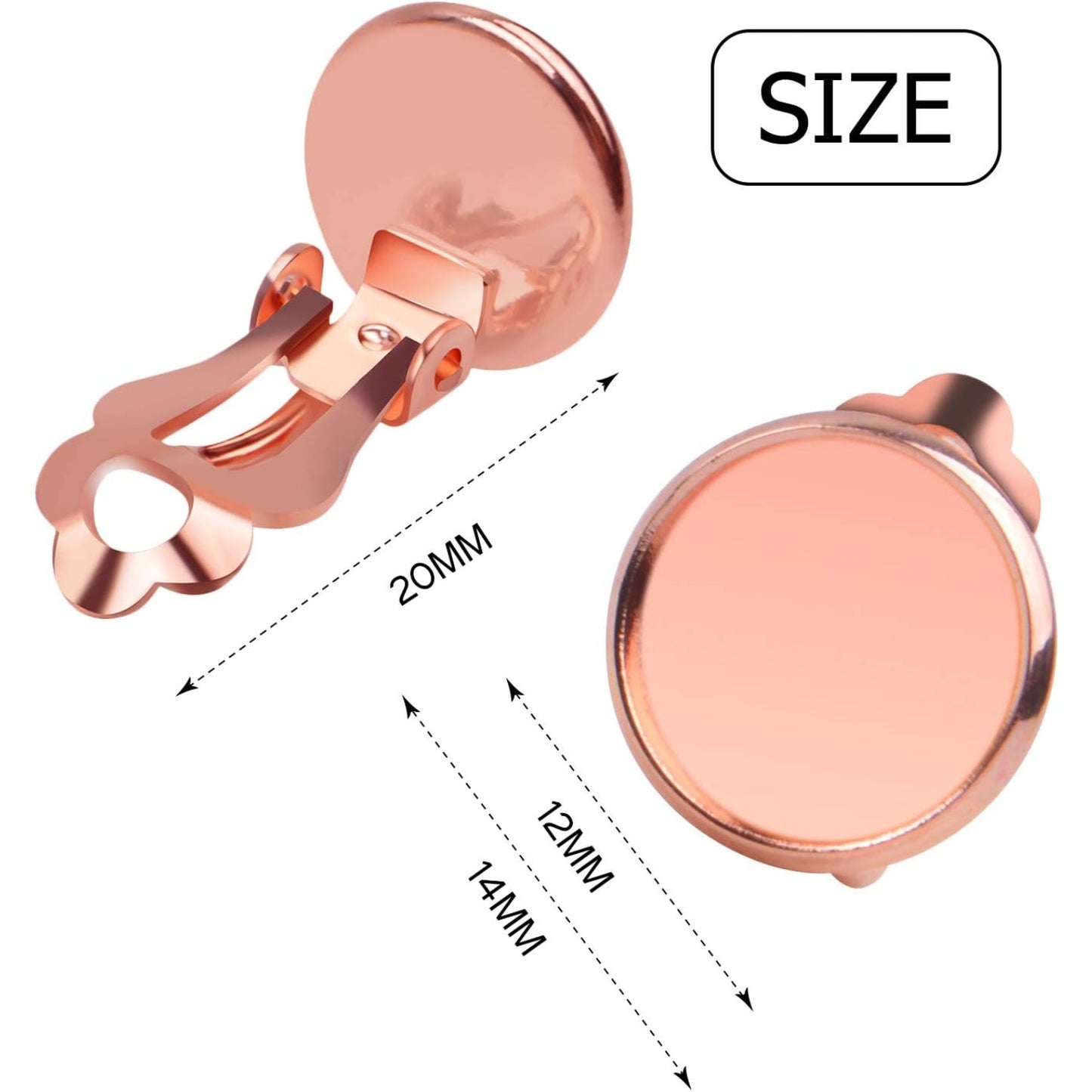 Clip-on Earring Converters, 20pcs (10 Pair) Flat Round Earring Trays 12mm Earring Cabochon Setting Converter for Non Pierced Ears Earring Making - Silver