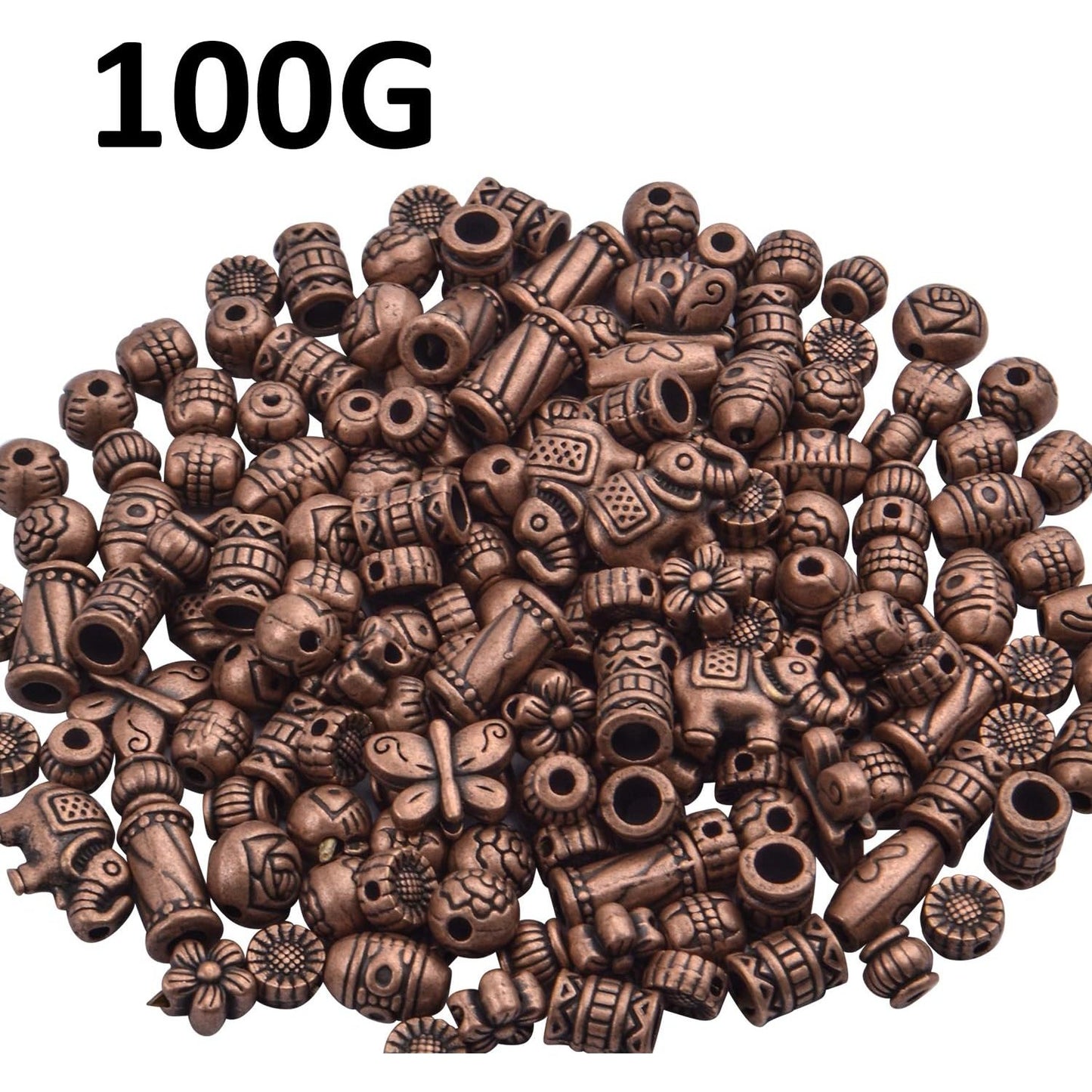 100 Gram(About 150-200pcs) Antique Copper Spacer Beads Charm Bead Spacers Jewelry Findings Accessories for Bracelet Necklace Jewelry Making(Dark Color)