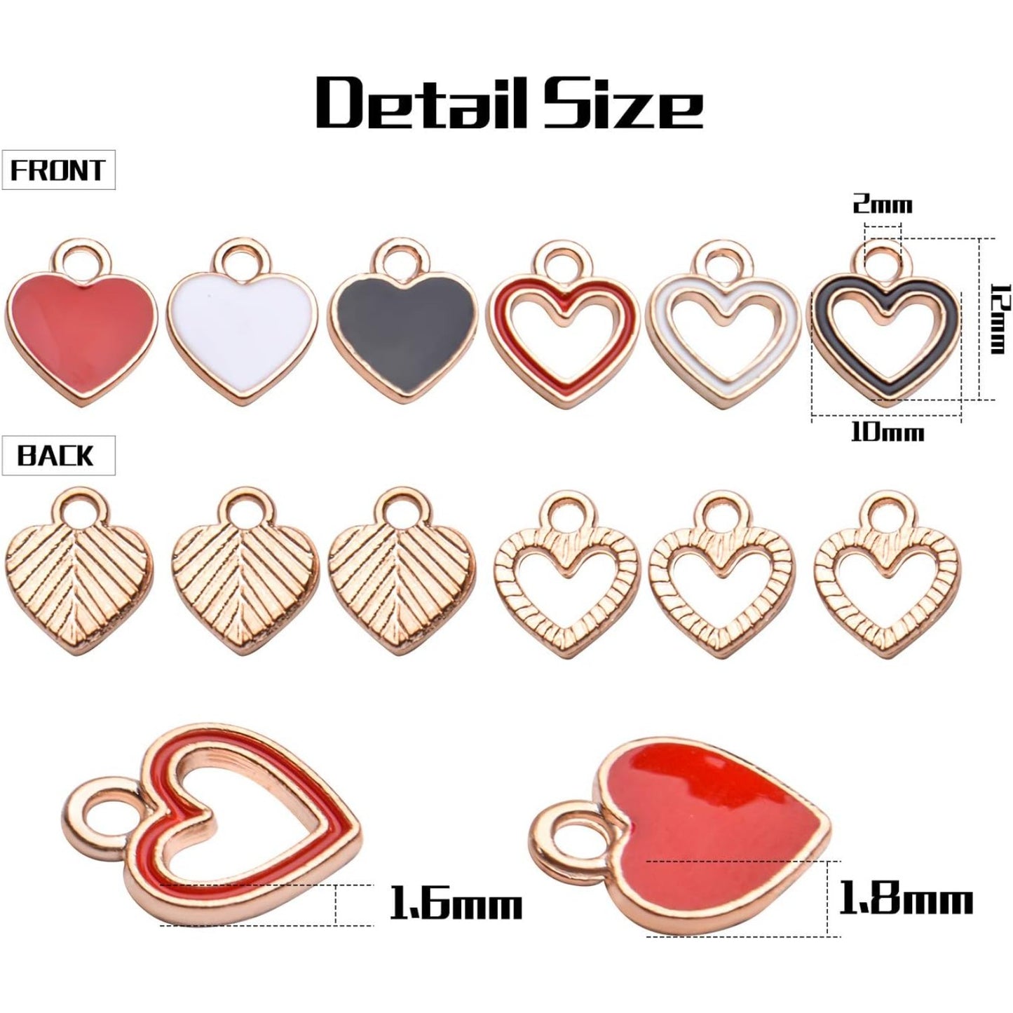 Heart Shape Charms, 36Pcs Enamel Heart Shape Pendants Alloy Heart Charms Bulk for DIY Necklace Bracelet Earrings Craft Making