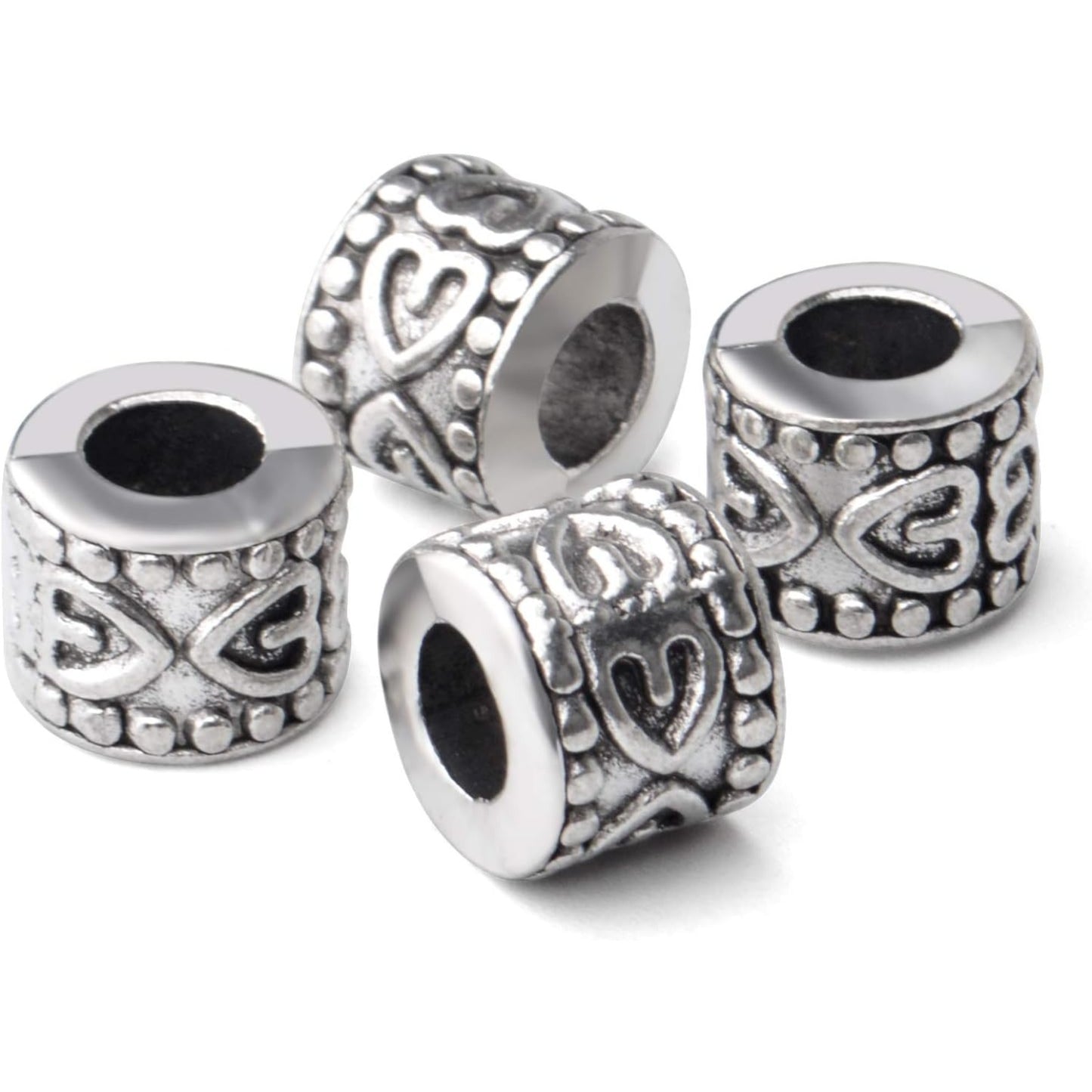 50pcs Antique Silver Large Hole Spacers Beads Tibetan Spacer Alloy Tube Bead Spacers Jewelry Spacer Charms for DIY Jewelry Making Crafts Supplies