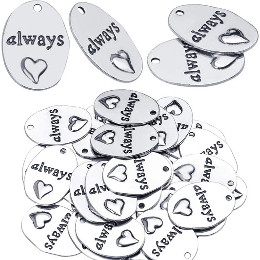 Inspirational Words Charms, 30pcs Lettering Saying Pendants (always) Charms Beads Jewelry Findings for DIY Necklace Bracelet