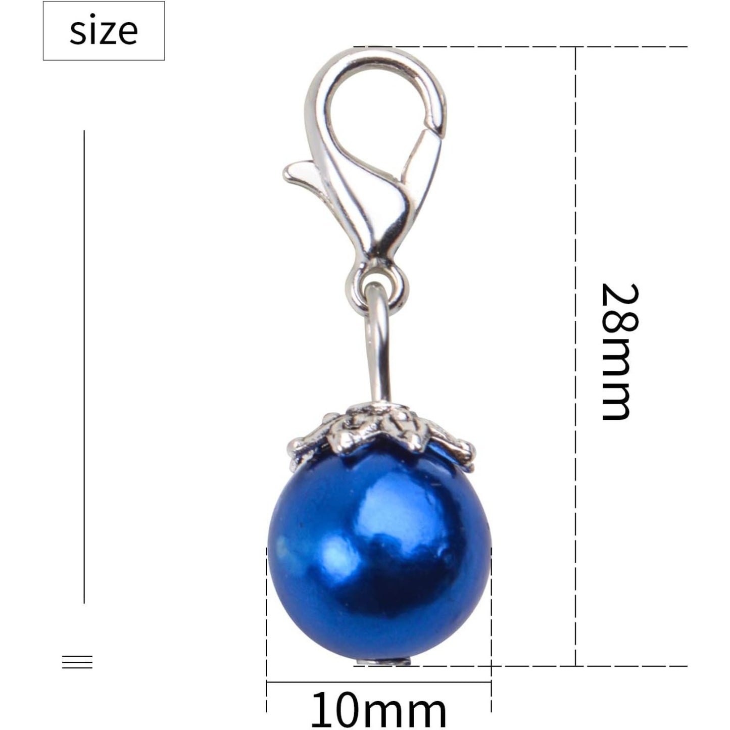 Clip-On Charms, 20pcs Colorful Pearl Dangle Charms Pendant Drop Beads with Lobster Clasp Jewelry Making Accessory fit Floating Locket Charms Necklaces - 10 Colors