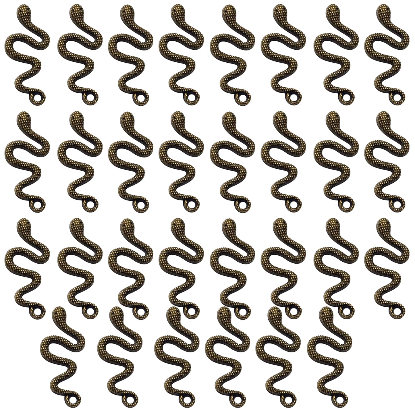 30pcs 5 Colors Snake Charms Pendants Alloy Mixed Styles Snake Serpent Charms Craft Supplies for Halloween DIY Bracelets Necklaces Earrings Jewelry Making