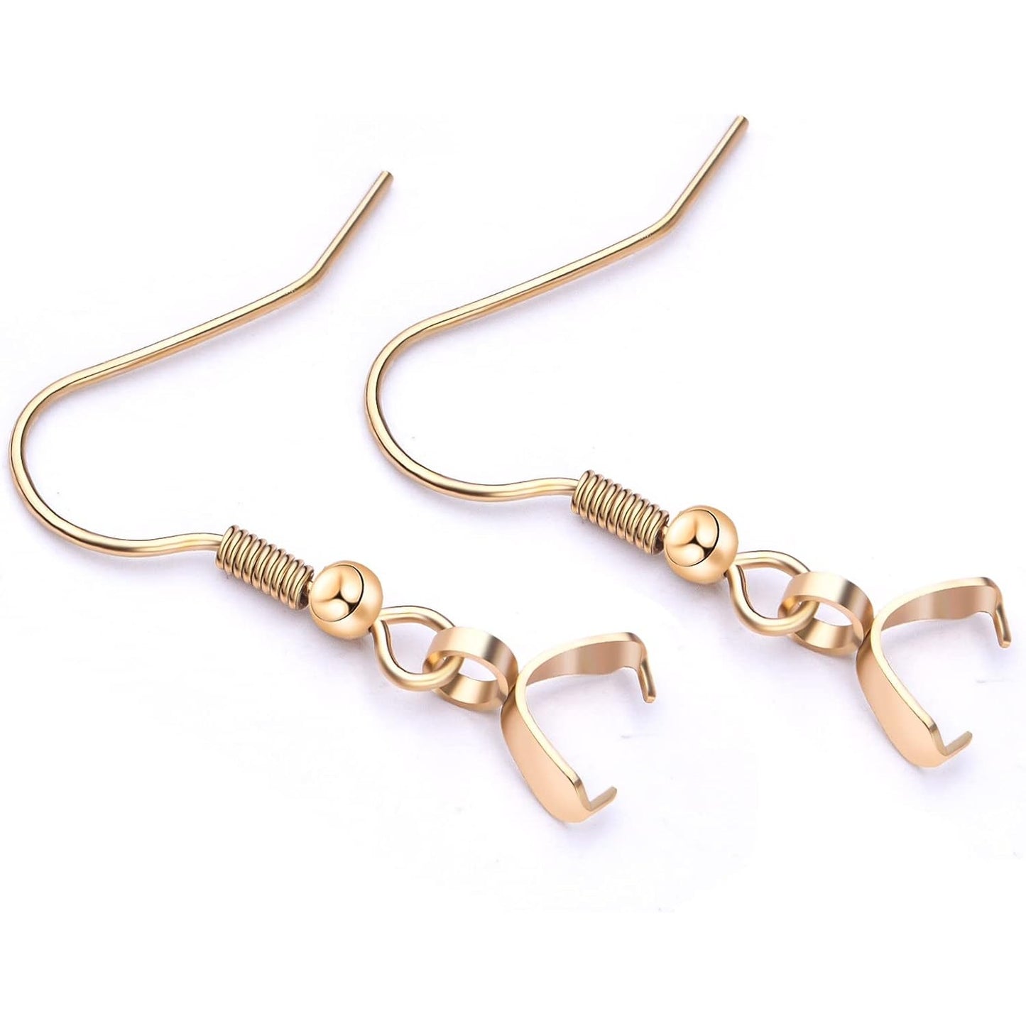 30pcs Stainless Steel Earring Hooks Ear Wire Buckle French Fish Hook Earrings with Pendant Clasp and 30pcs Silicone Bullet Earring Backs for DIY Craft Jewelry Making, Golden