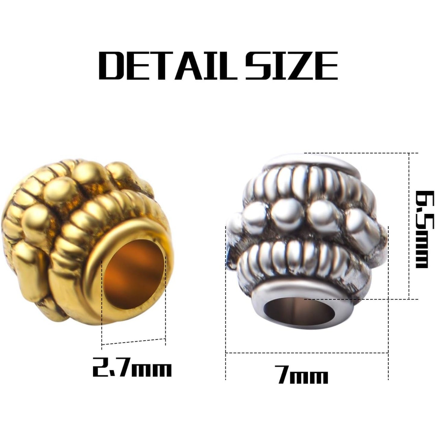 100pcs Barrel Spacer Beads Tibetan Alloy Column Spacers Loose Beads Spacer Charms Beads for Jewelry DIY Bracelet Necklace Making Accessory