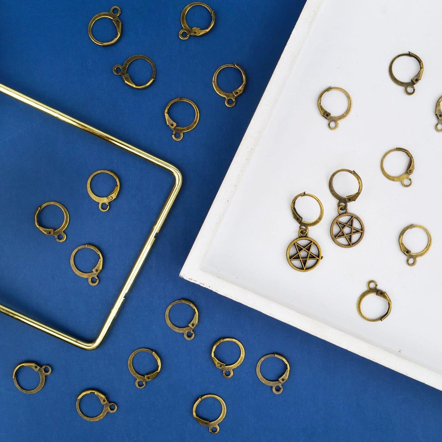 Hypoallergenic Earring Hooks, 120 Pieces Brass Lever Back Earring Round French Hook Ear Wire with Open Loop for Earring Designs Jewelry Making - 4 Colors