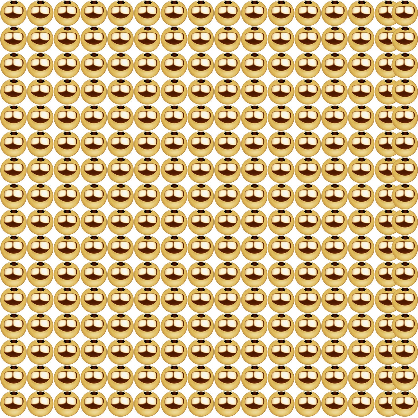 250pcs Golden Plated Smooth Round Ball Spacer Beads Brass Rondelle Loose Beads with A Plastic Box for DIY Bracelet Necklace Earrings Jewelry Making, 5 Sizes