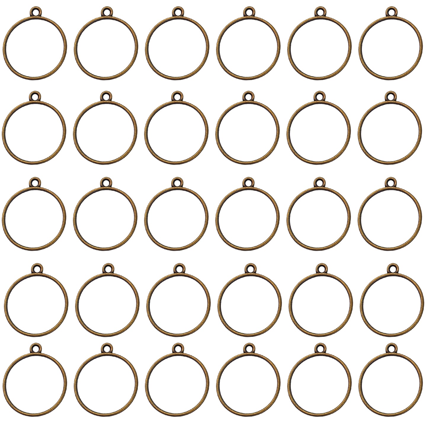 30pcs 6 Colors Round Open Bezel Pendants Alloy Bezel Charms Resin Molds Open Back Frame Pendants for Pressed Flower Frame Hollow Trays Jewelry Earrings Necklace Making Findings