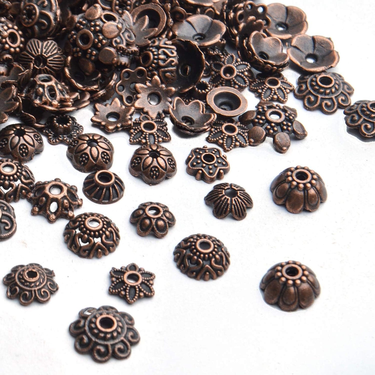 100g Mixed Metal Flower Caps Ends Tibetan Silver Spacer Loose Beads for Jewelry Making
