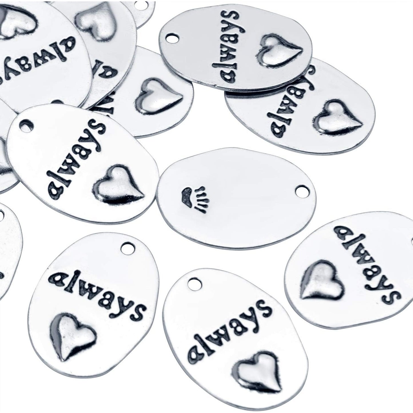 Inspirational Words Charms, 30pcs Lettering Saying Pendants (always) Charms Beads Jewelry Findings for DIY Necklace Bracelet