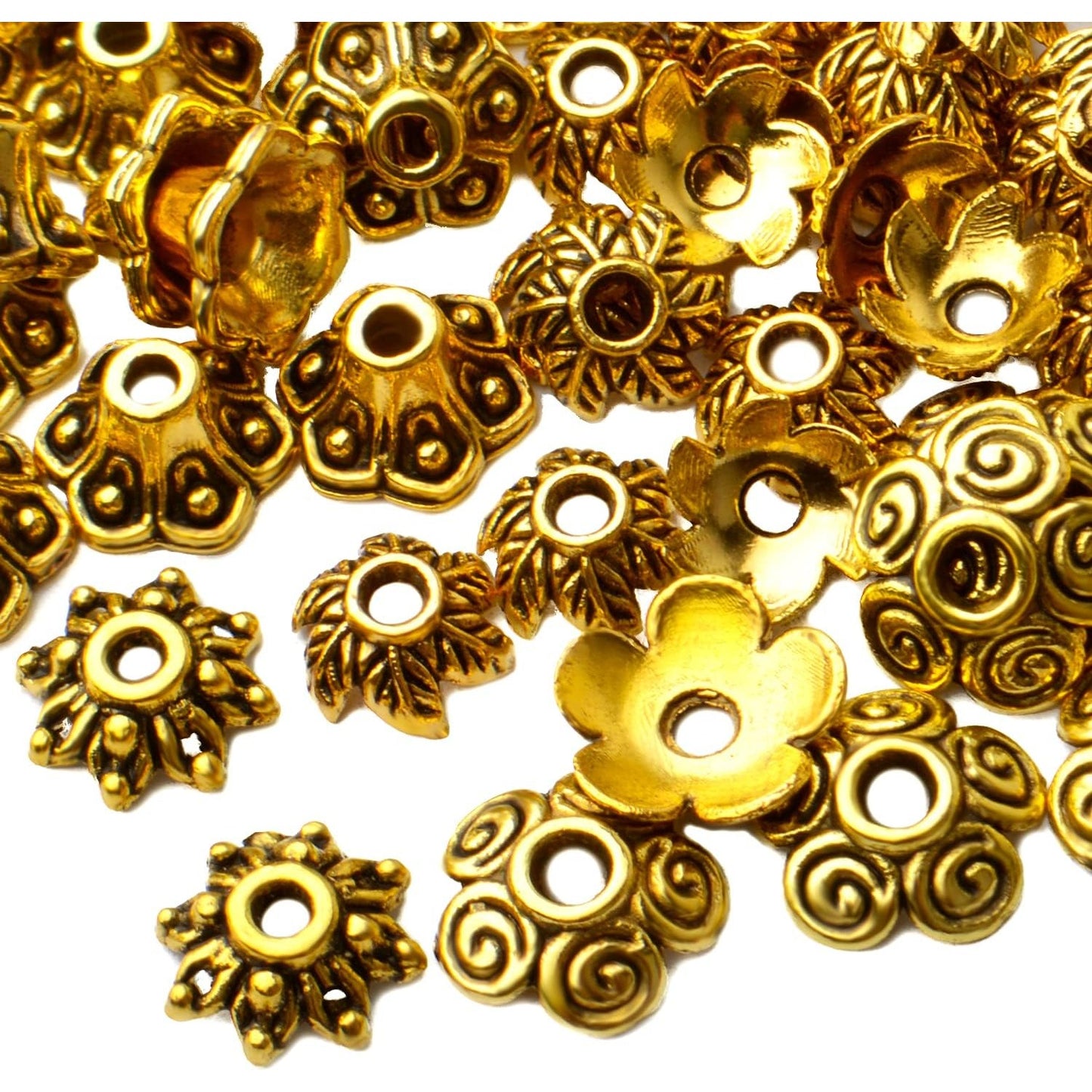 Flower Bead Caps,200pcs Antique Silver Spacer Beads Caps Alloy Bead End Caps Loose Beads for Jewelry Making DIY Bracelet Earrings Necklace Finding Accessory
