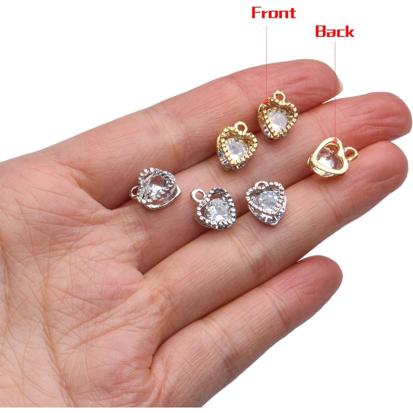20pcs Cubic Zirconia Alloy Jewelry Charms Heart Shaped Charm Crystal Dangle Pendants for DIY Earring Necklace Jewelry Making Supplies, 12×9×5.5mm