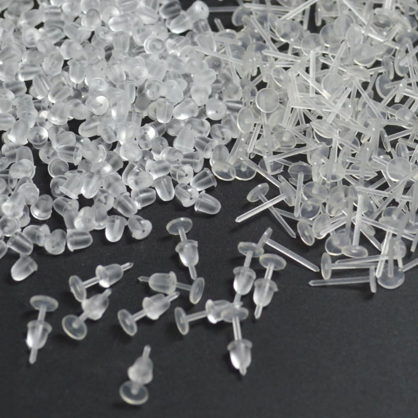 500 Pairs Plastic Earring Posts and Backs, 5mm Clear Earrings Pins Rubber Earring Safety Backs Earnuts