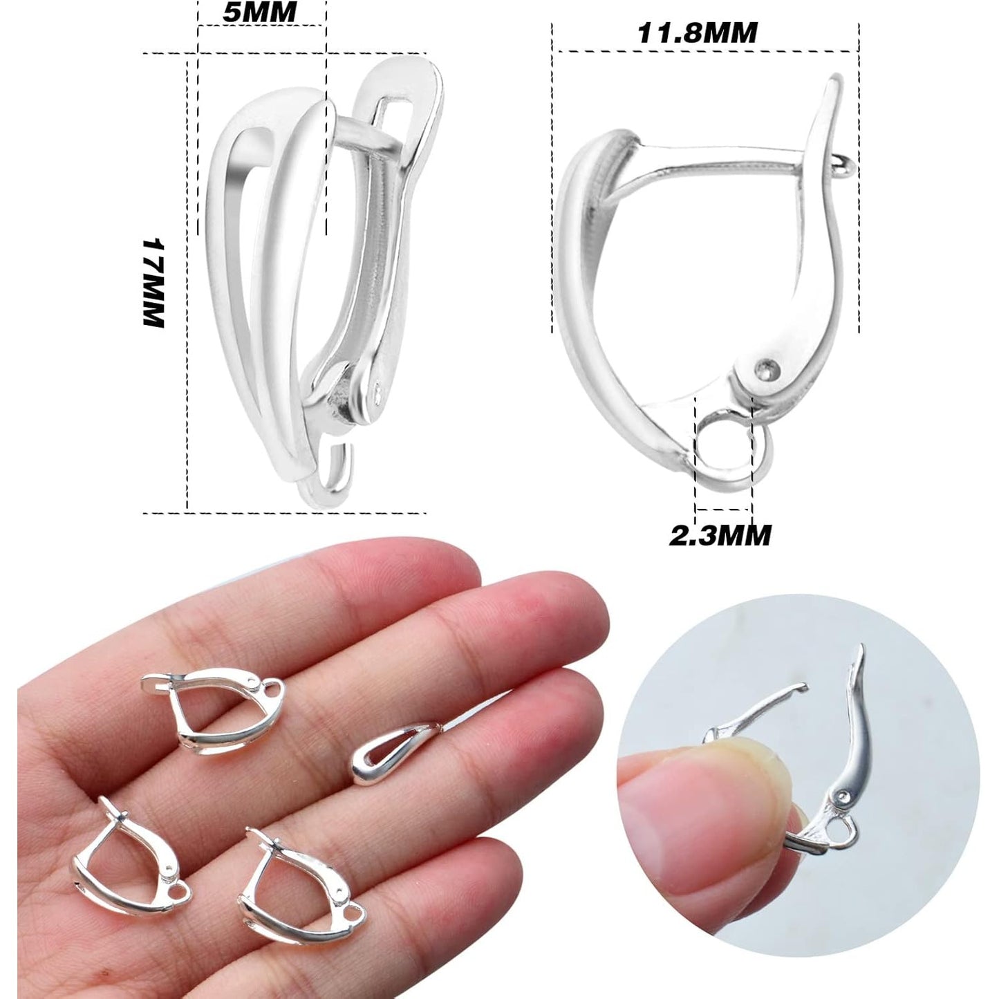 20pcs 5 Colors Round French Earring Hooks Hypoallergenic Brass Leverback Ear Wire Hooks with Open Loop for DIY Dangle Earrings Jewelry Making Christmas Party Anniversary Favor
