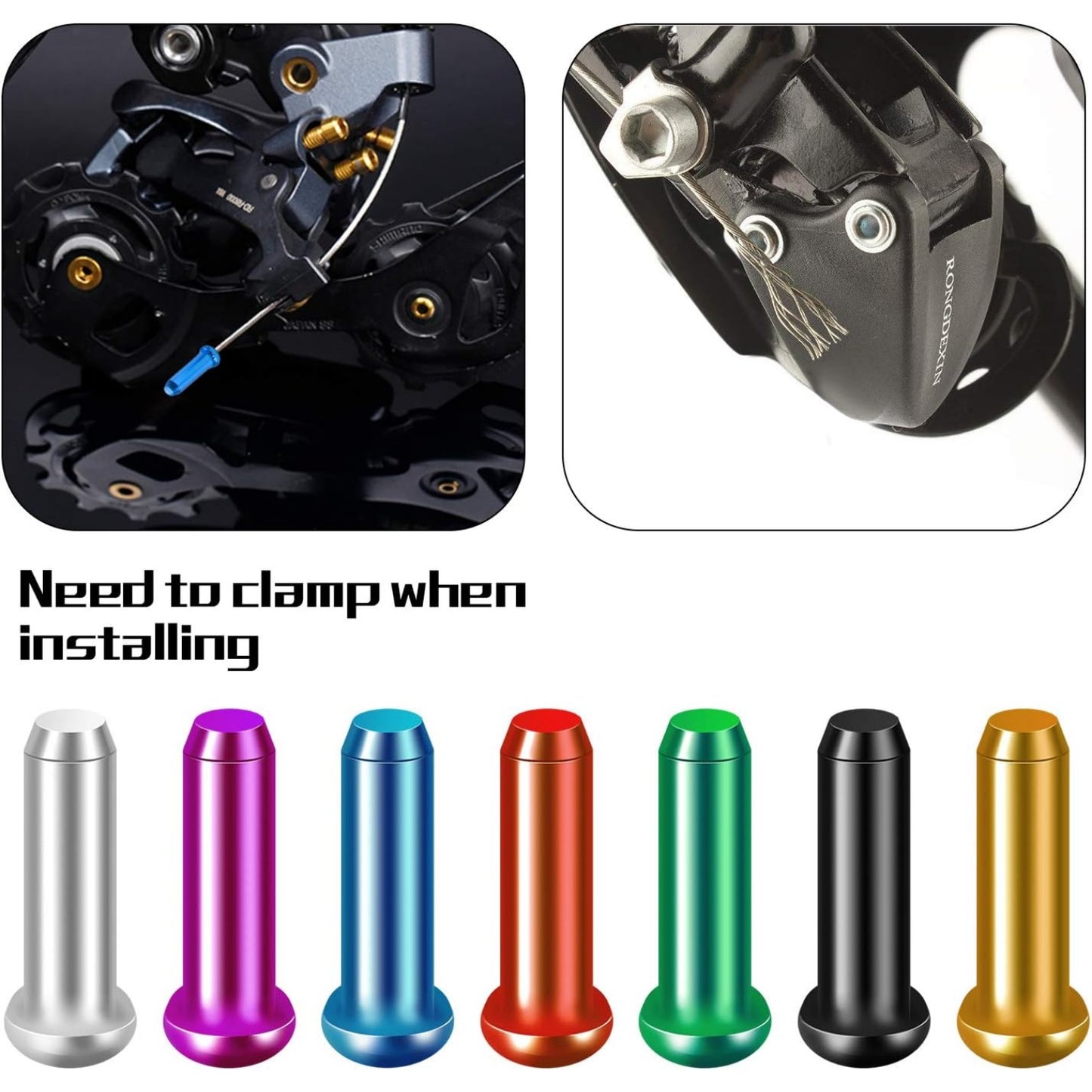 100pcs Cable Ends Caps Cycling Cable End Crimps Bikes Brake Tips Shifter Cable Ends for Road Bike and Mountain Bicycle,Random Color